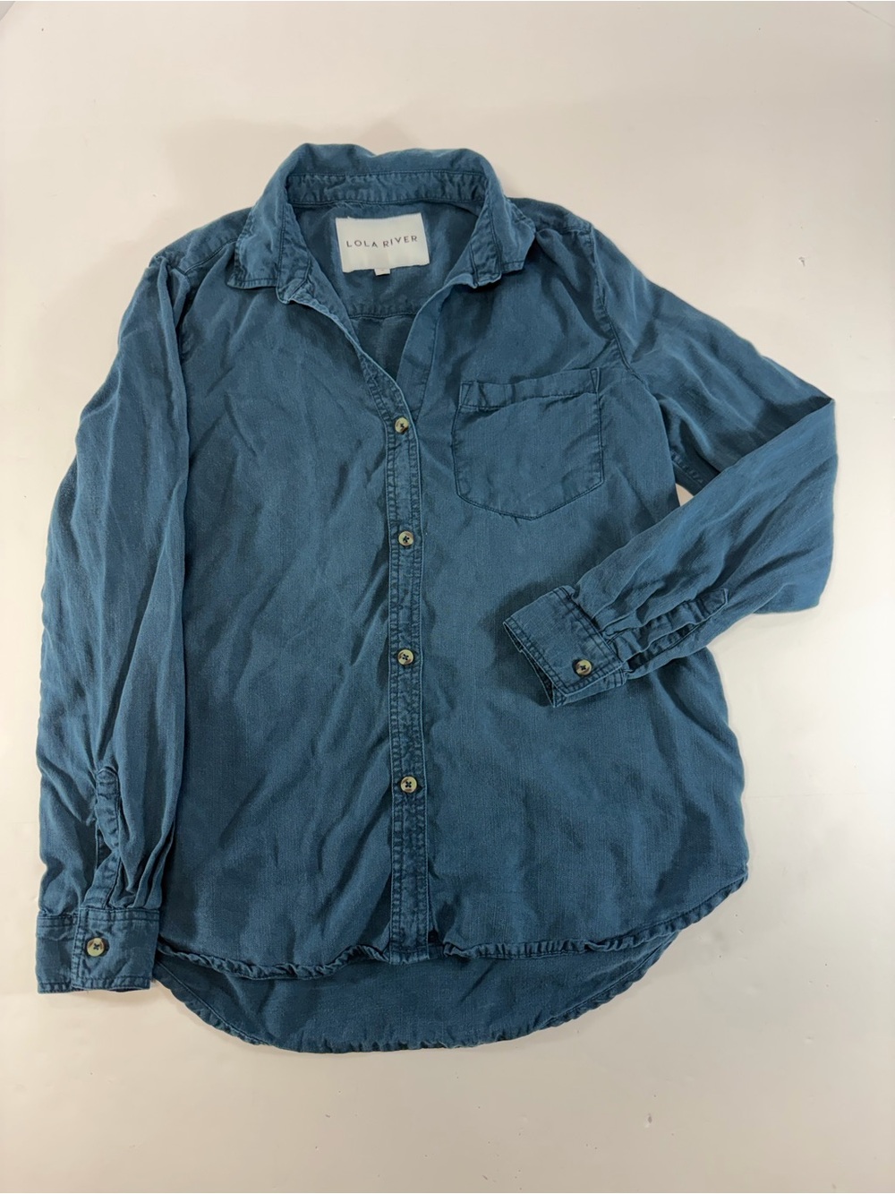 Lola River Washed Blue Women's Button-Down Shirt
